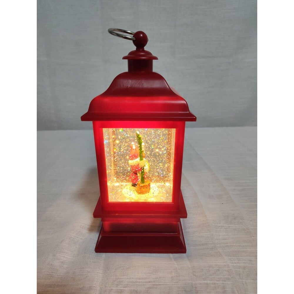 Lighted Snow Globe Water Lantern 11" Red Christmas (Santa Claus) TESTED! - Picture 5 of 6